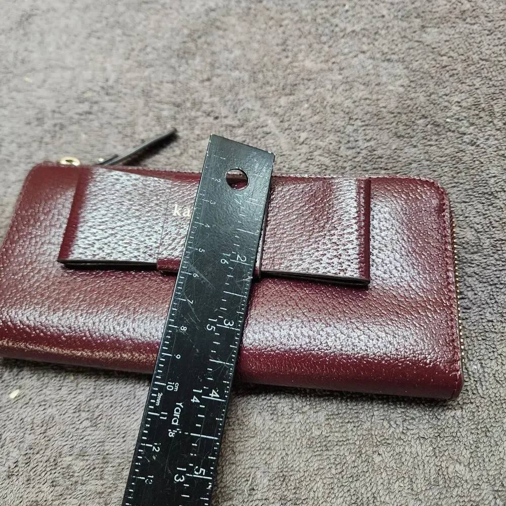 Kate Spade Matthews St. Nisha wine burgundy Wallet bow NWOT unused b50